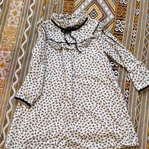 La Coqueta Mirta Floral Kids Casual Dress - Taupe and Burgundy and Black